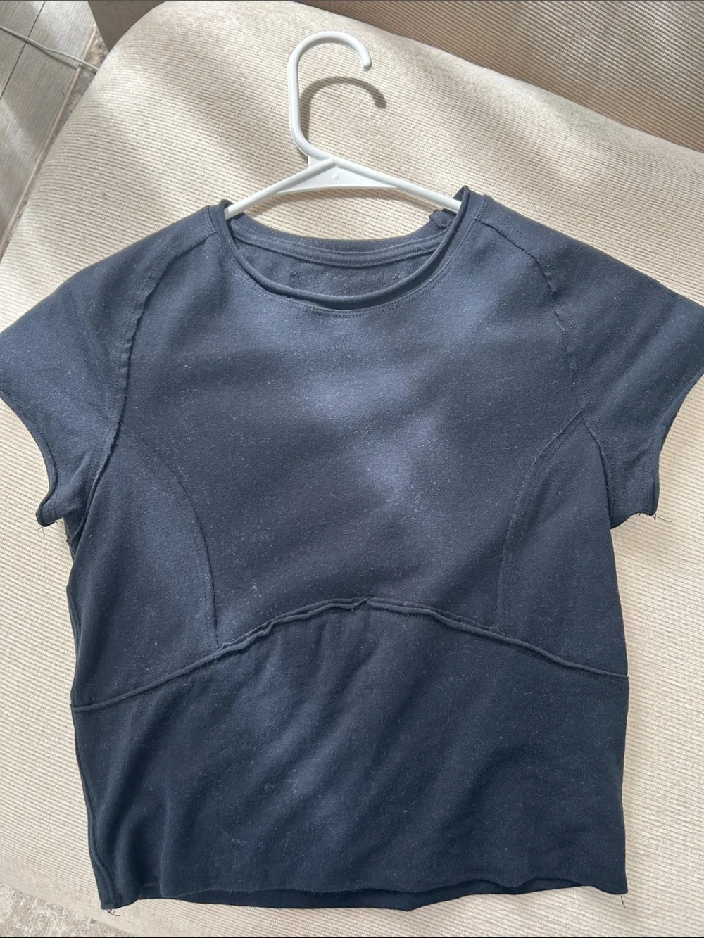 Free People Black Short Sleeve Crop Tee